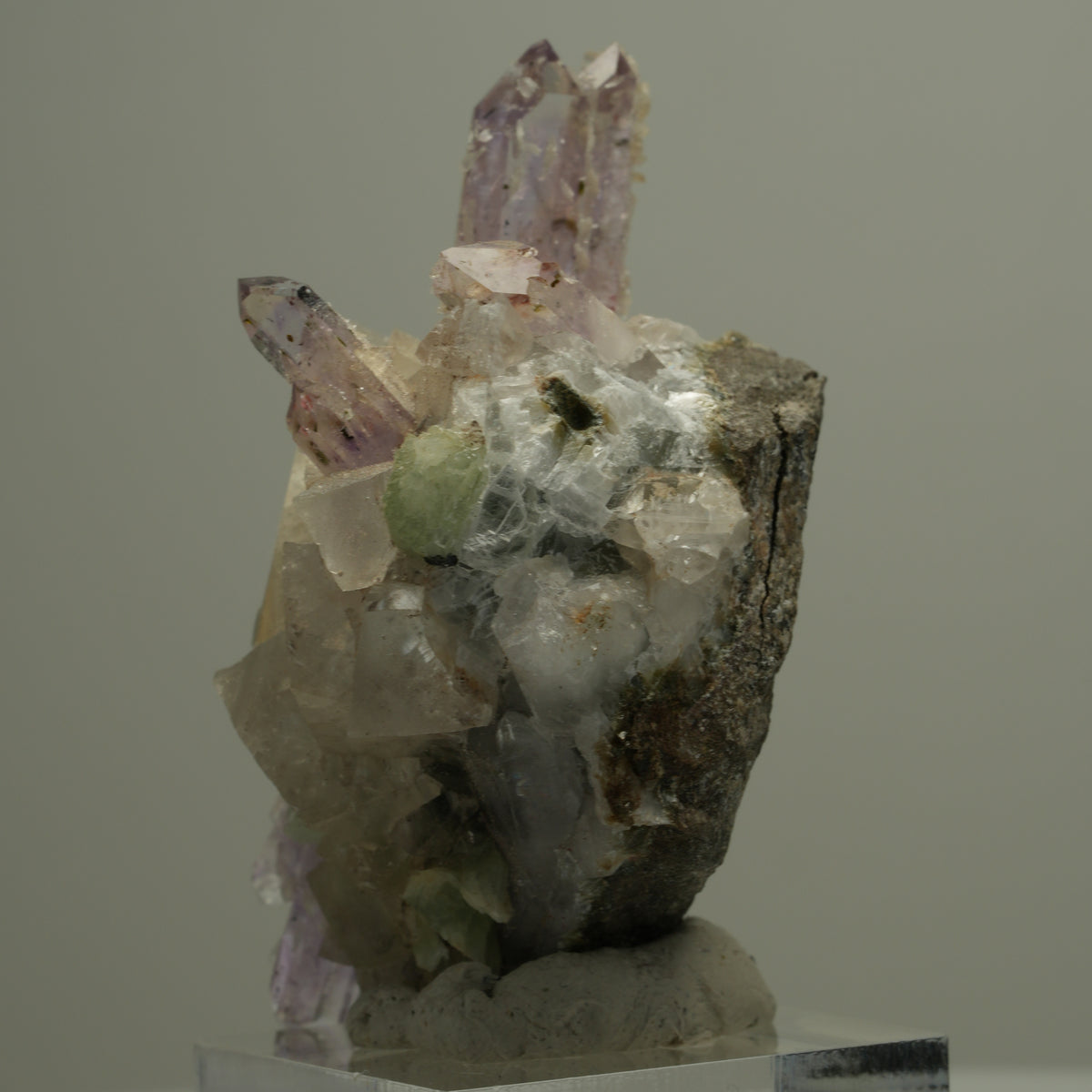 Harlekin Phantom Amethyst, Calcit, Prehnit, Epidot, Matrix Streep Mine Namibia 53*48*33mm #14547