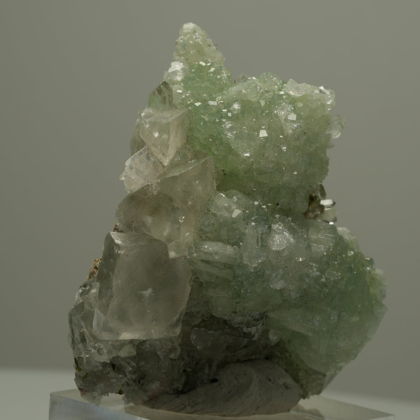 Seltene Quarz, Analcim, Prehnit, Calcit, Epidot Stufe Streep Mine Namibia 48*43*26mm #14556