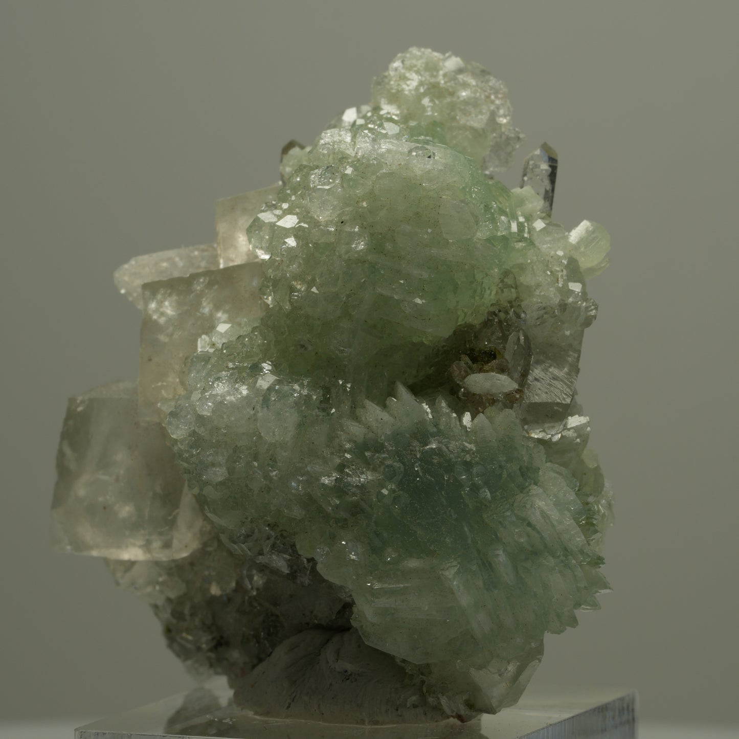 Seltene Quarz, Analcim, Prehnit, Calcit, Epidot Stufe Streep Mine Namibia 48*43*26mm #14556