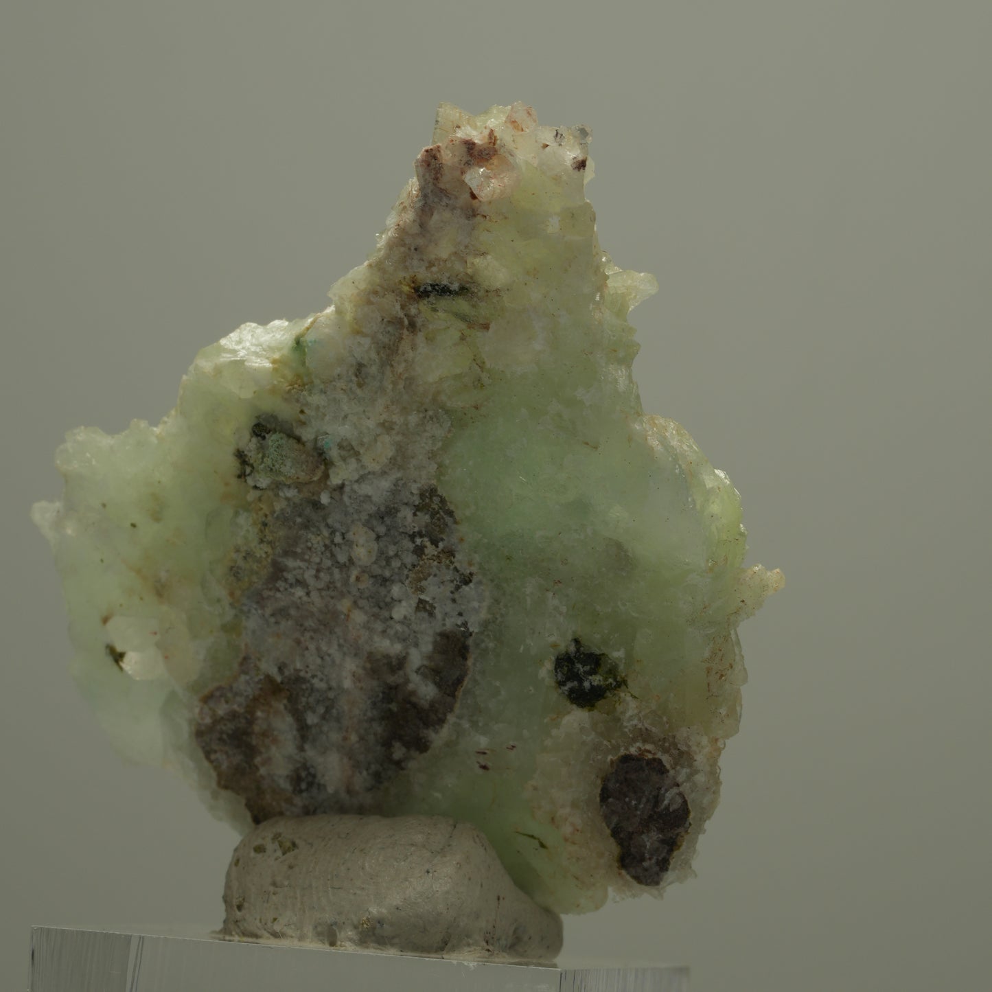 Prehnit, Harlekin Quarz, Epidot auf Matrix Streep Mine, Goboboseb, Namibia 51*42*11mm #14559
