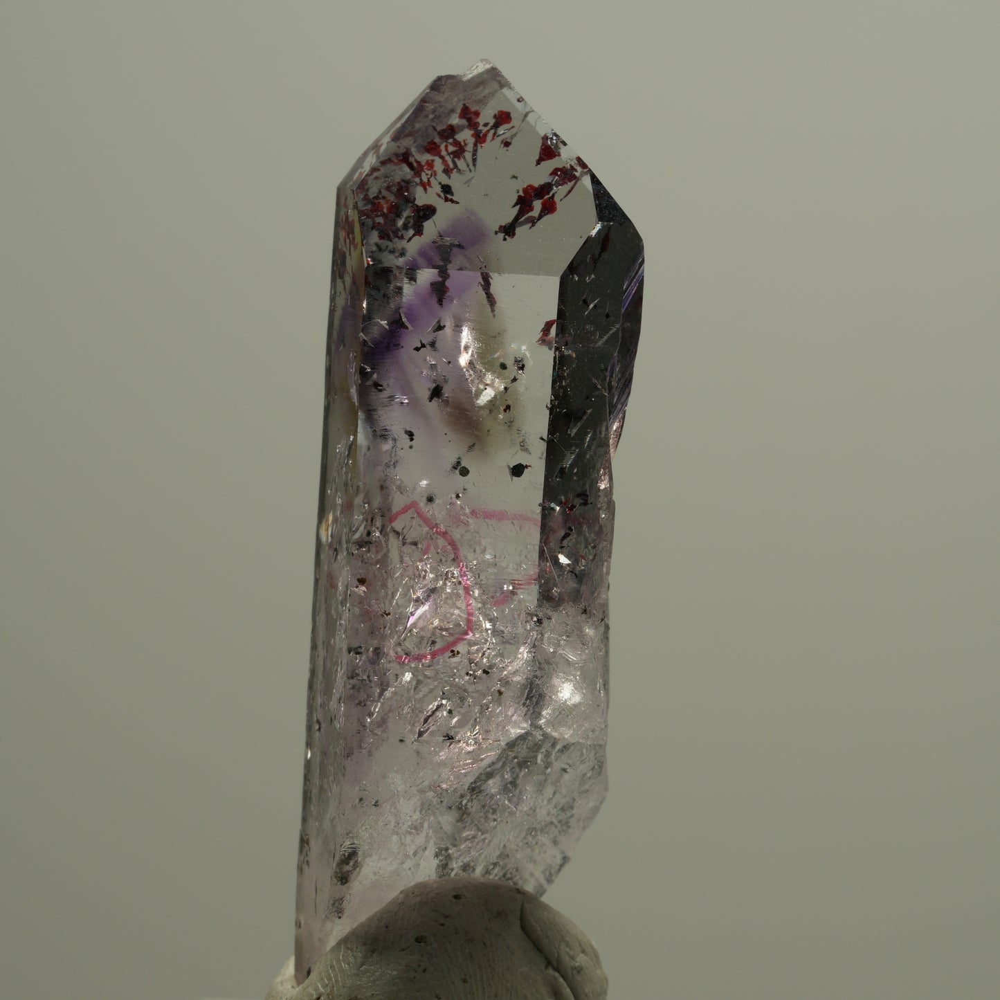 Enhydro Harlekin Phantom Amethyst Spitze, 2x Blase Streep Mine, Namibia 51*15*15mm #14564