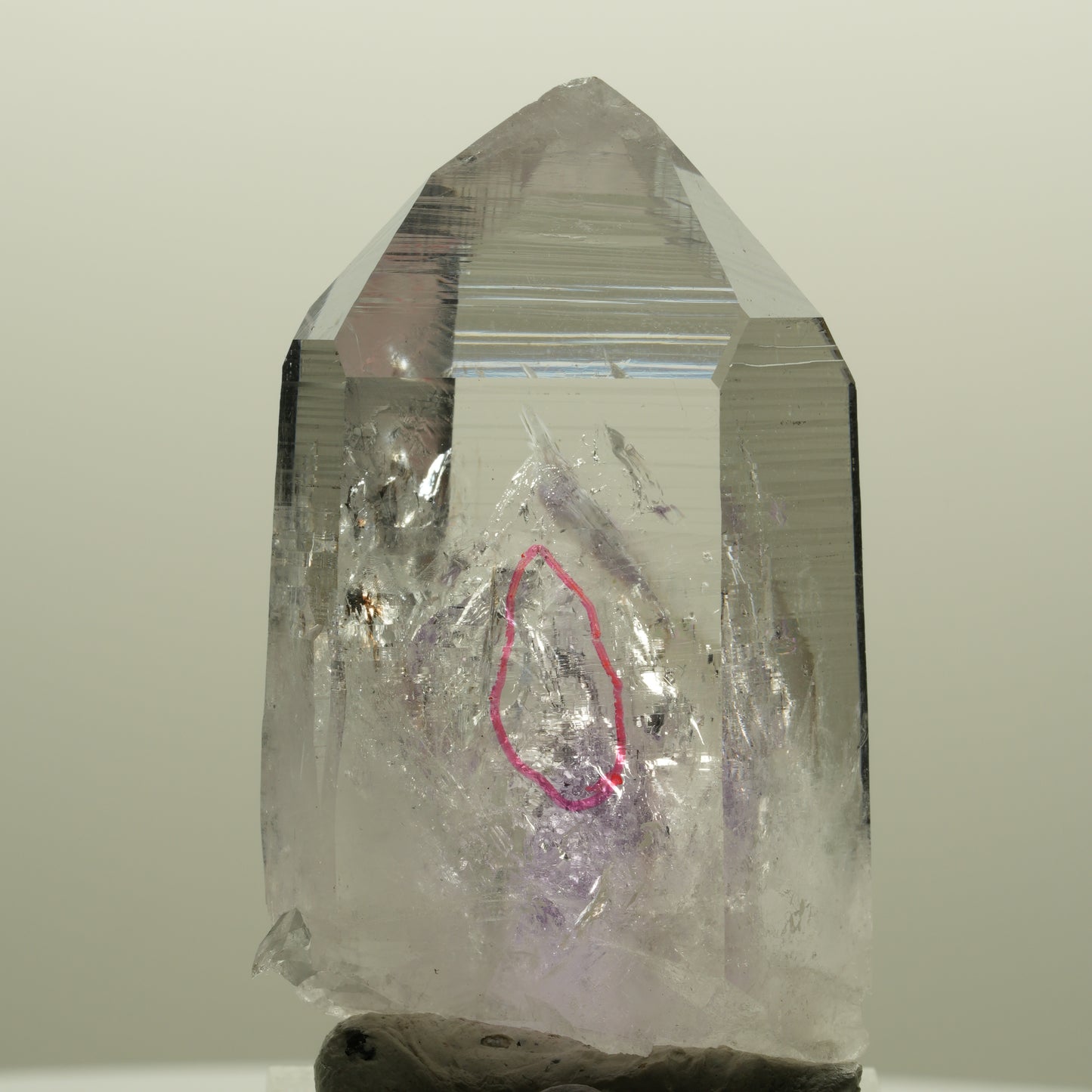 Enhydro Lemurian Phantom Amethyst Spitze, 1x Blase Streep Mine, Namibia 48*29*25mm #14567