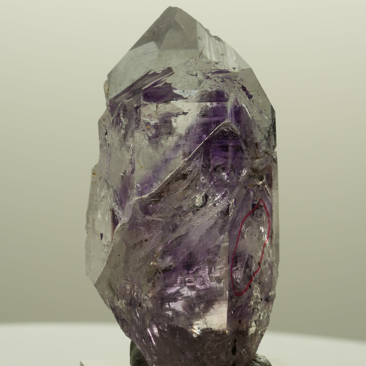 Enhydro Phantom Amethyst Spitze mit Hämatit, 1x Blase Streep Mine, Namibia 54*30*22mm #14568
