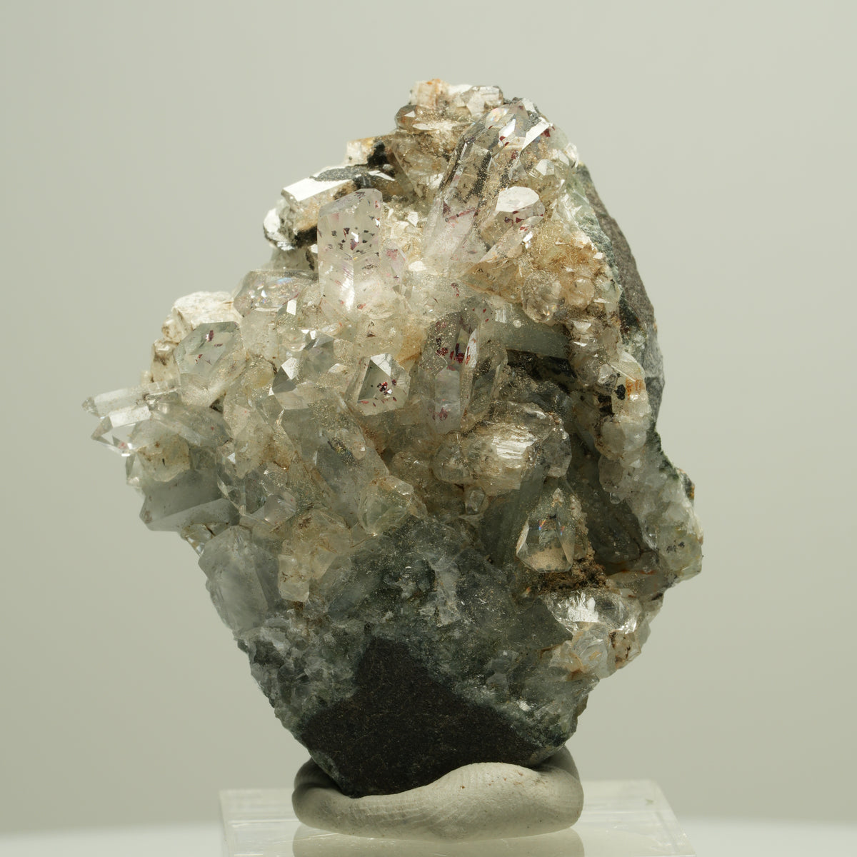 Harlekin Starburst Quarz, Calcit, Epidot auf Matrix Streep Mine, Namibia 51*41*29mm #14629