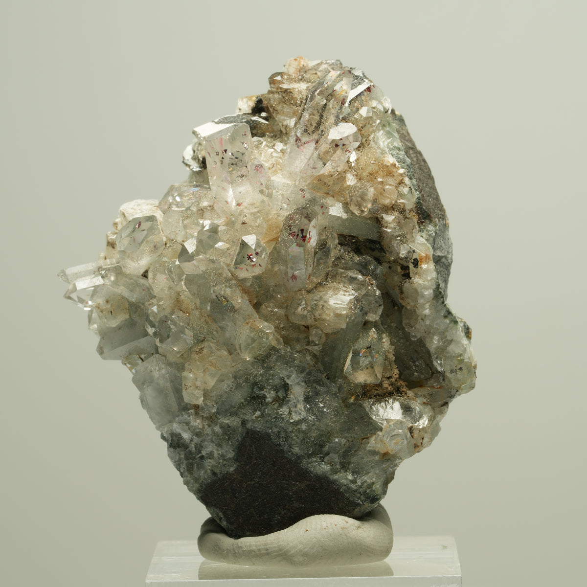Harlekin Starburst Quarz, Calcit, Epidot auf Matrix Streep Mine, Namibia 51*41*29mm #14629