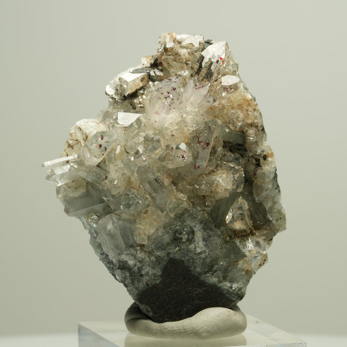 Harlekin Starburst Quarz, Calcit, Epidot auf Matrix Streep Mine, Namibia 51*41*29mm #14629