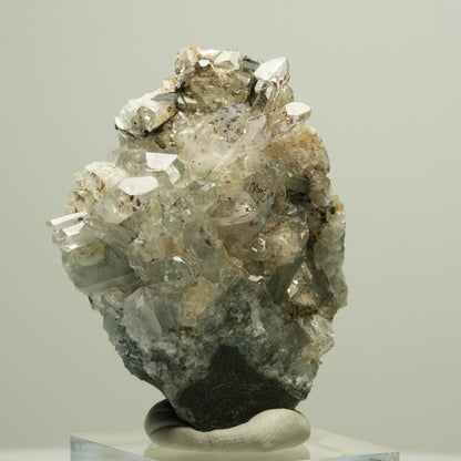 Harlekin Starburst Quarz, Calcit, Epidot auf Matrix Streep Mine, Namibia 51*41*29mm #14629