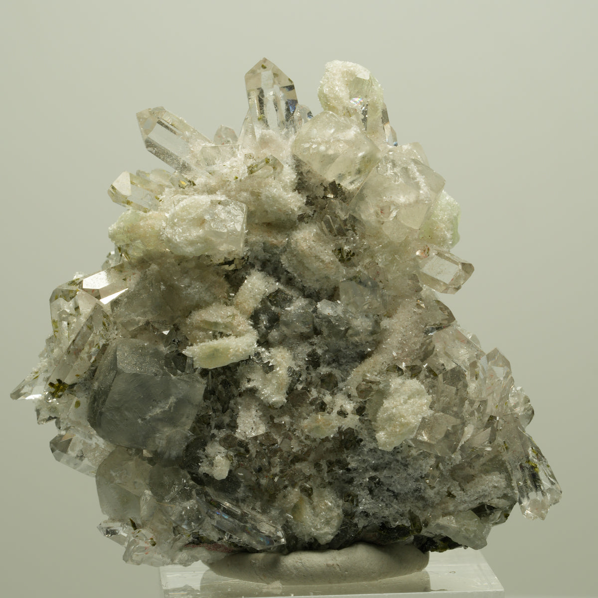 Harlekin Starburst Quarz, Prehnit, Calcit, Epidot Matrix Streep Mine, Namibia 50*50*27mm #14638