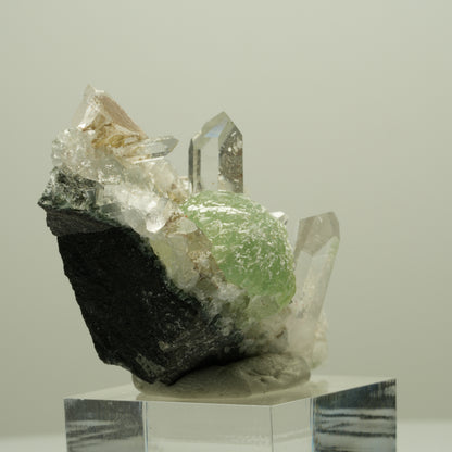 Starburst Quarz, Prehnit, Analcim, Epidot auf Matrix Streep Mine, Namibia 55*32*26mm #14643