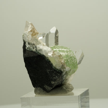 Starburst Quarz, Prehnit, Analcim, Epidot auf Matrix Streep Mine, Namibia 55*32*26mm #14643