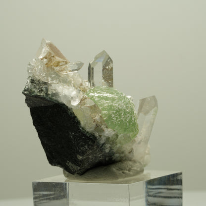 Starburst Quarz, Prehnit, Analcim, Epidot auf Matrix Streep Mine, Namibia 55*32*26mm #14643