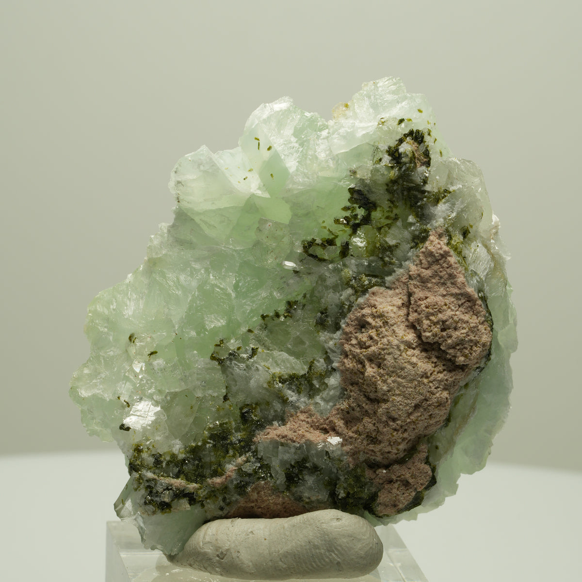 Seltene Prehnit, Epidot, Calcit Stufe Streep Mine Goboboseb Namibia 54*45*22mm #14651