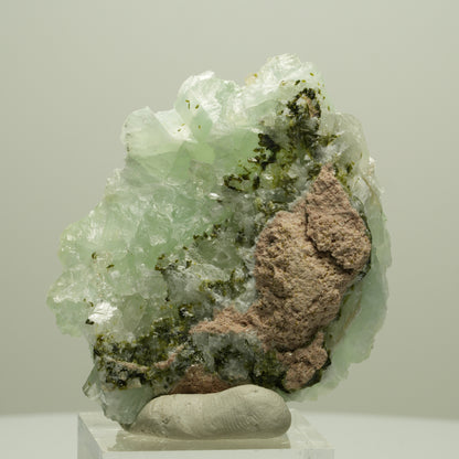Seltene Prehnit, Epidot, Calcit Stufe Streep Mine Goboboseb Namibia 54*45*22mm #14651