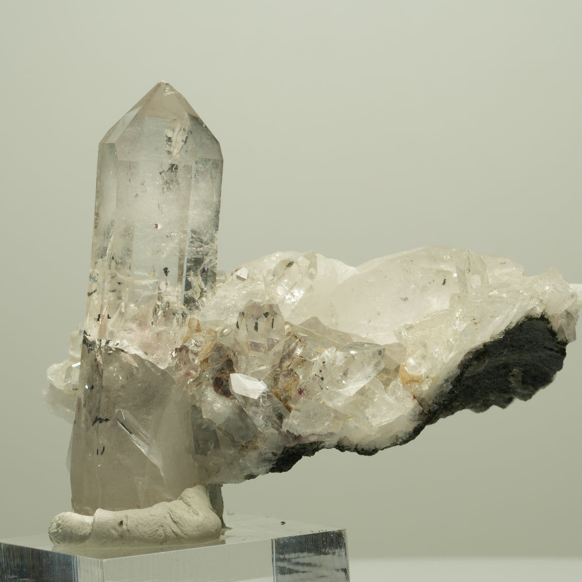Harlekin Quarz, Prehnit, Calcit auf Matrix Streep Mine, Namibia 63*51*37mm #14666