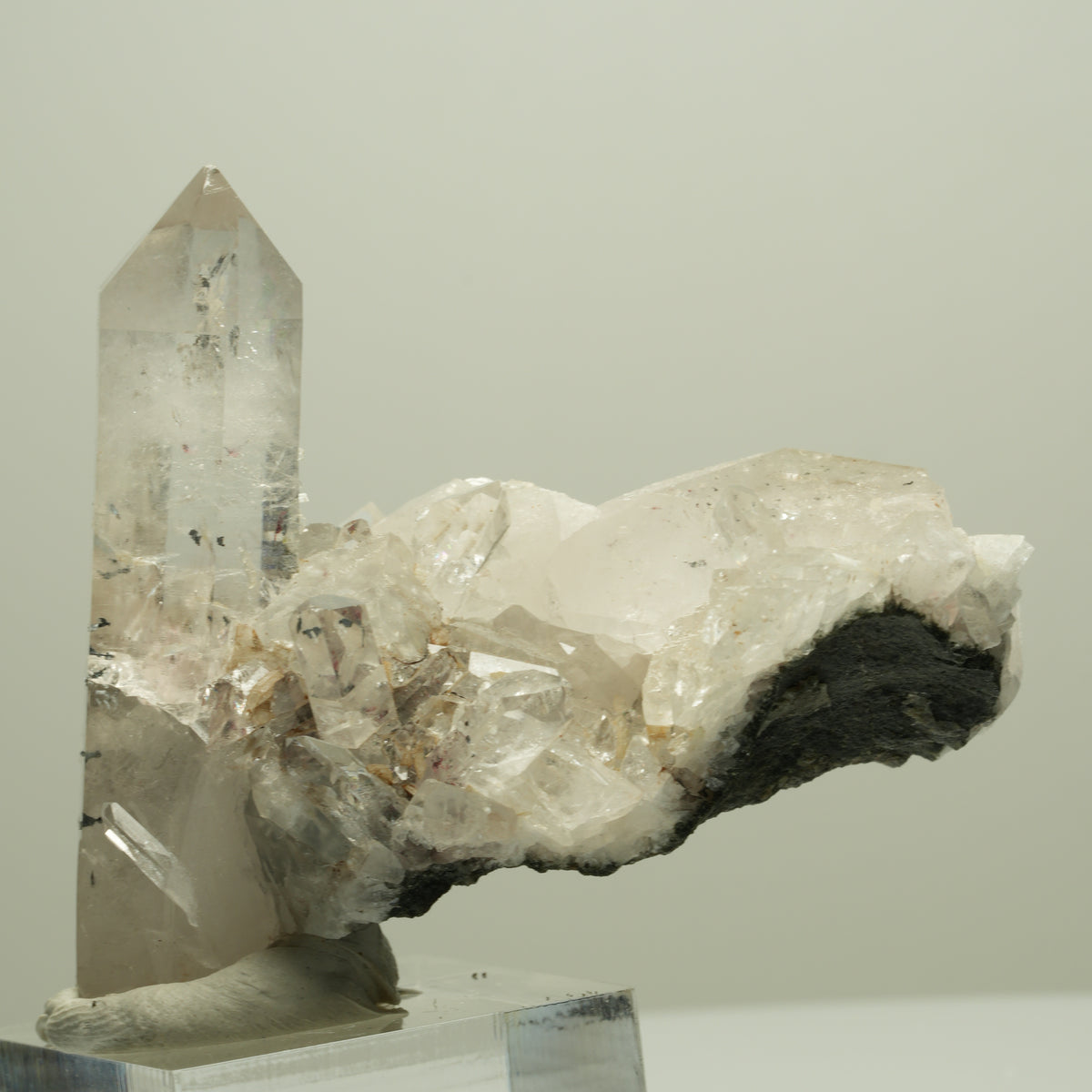 Harlekin Quarz, Prehnit, Calcit auf Matrix Streep Mine, Namibia 63*51*37mm #14666