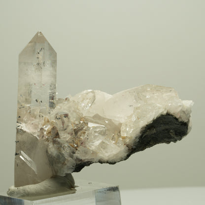Harlekin Quarz, Prehnit, Calcit auf Matrix Streep Mine, Namibia 63*51*37mm #14666