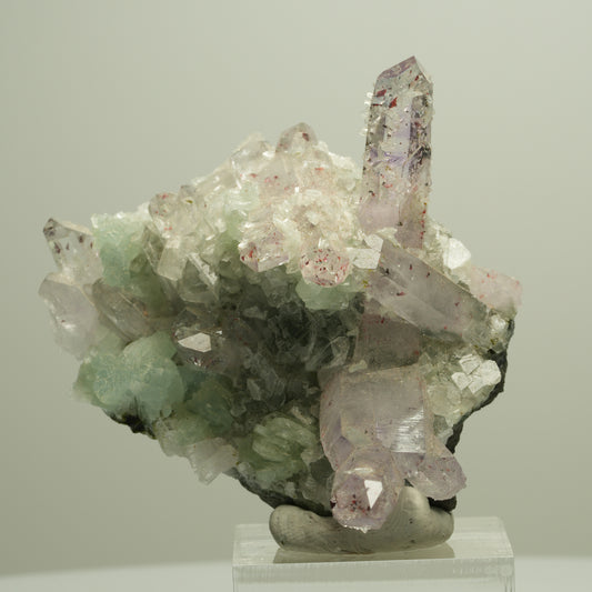 Harlekin Amethyst, Prehnit, Analcim, Epidot, Calcit, Matrix Streep Mine Namibia 65*54*37mm #14668
