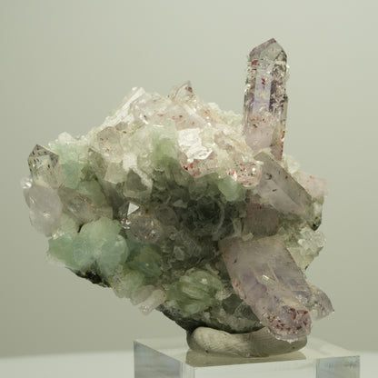 Harlekin Amethyst, Prehnit, Analcim, Epidot, Calcit, Matrix Streep Mine Namibia 65*54*37mm #14668