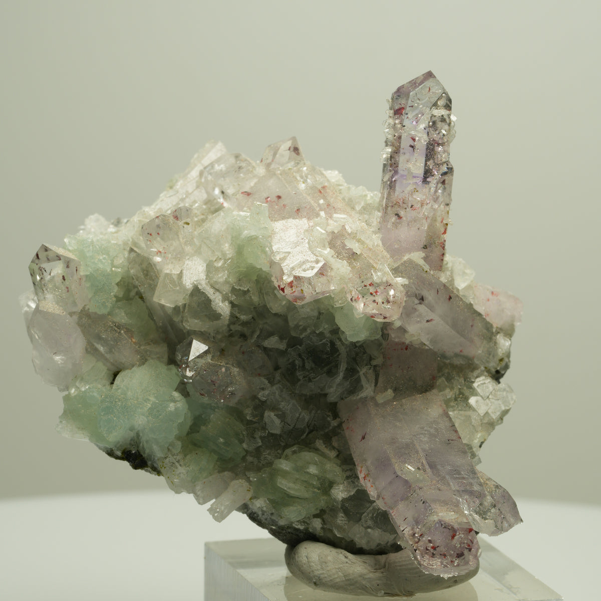 Harlekin Amethyst, Prehnit, Analcim, Epidot, Calcit, Matrix Streep Mine Namibia 65*54*37mm #14668