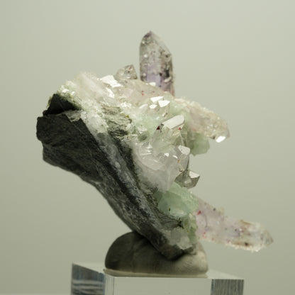 Harlekin Amethyst, Prehnit, Analcim, Epidot, Calcit, Matrix Streep Mine Namibia 65*54*37mm #14668