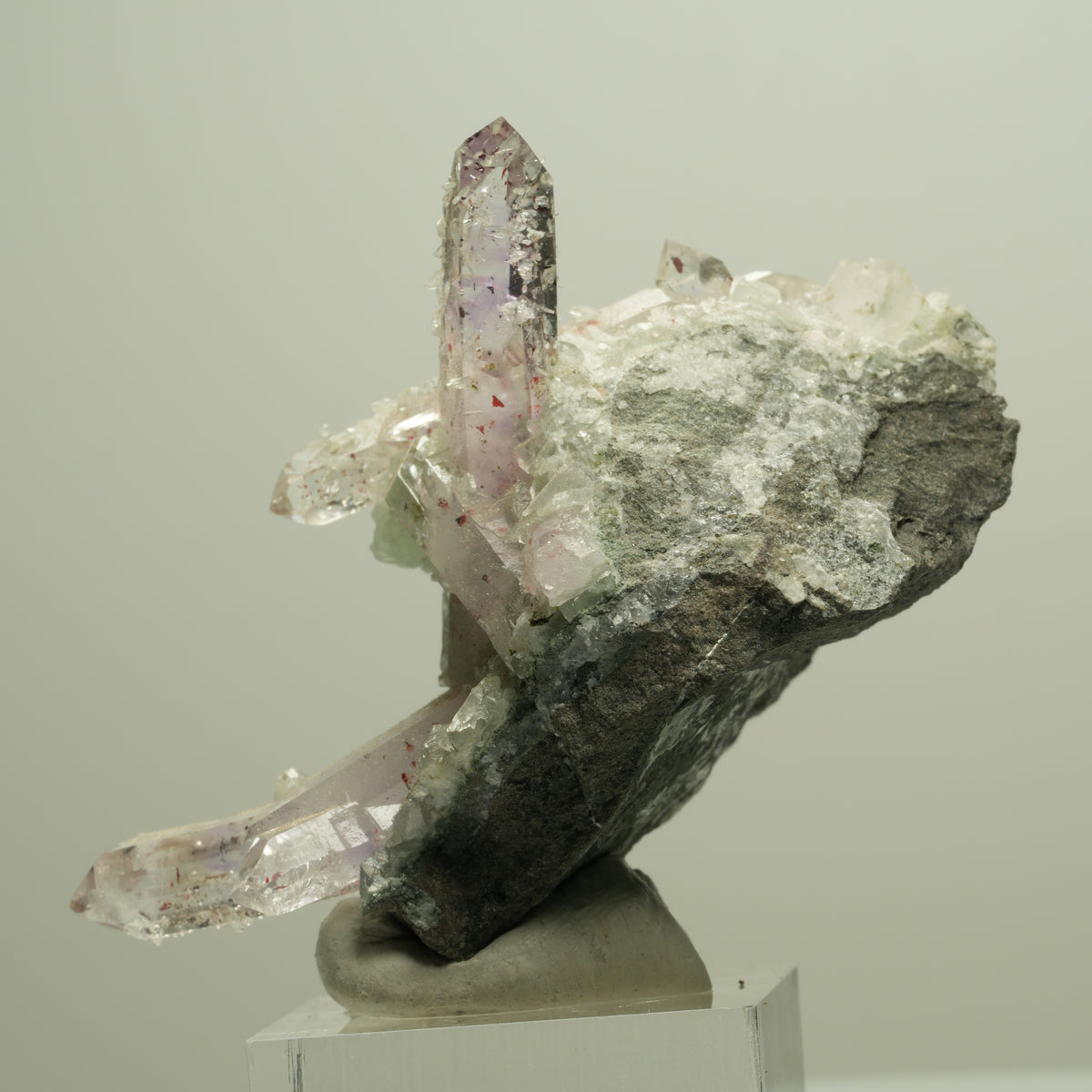 Harlekin Amethyst, Prehnit, Analcim, Epidot, Calcit, Matrix Streep Mine Namibia 65*54*37mm #14668