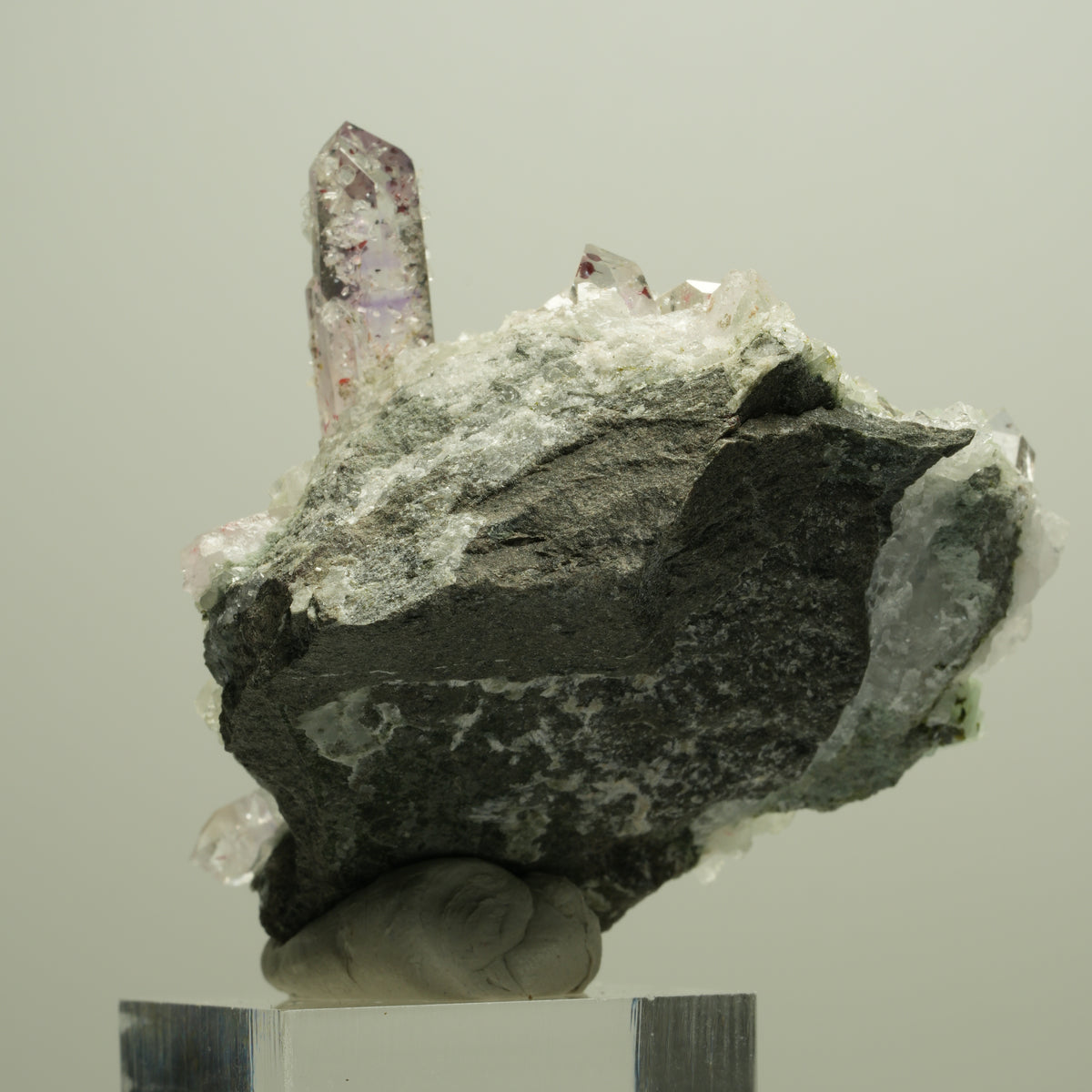 Harlekin Amethyst, Prehnit, Analcim, Epidot, Calcit, Matrix Streep Mine Namibia 65*54*37mm #14668