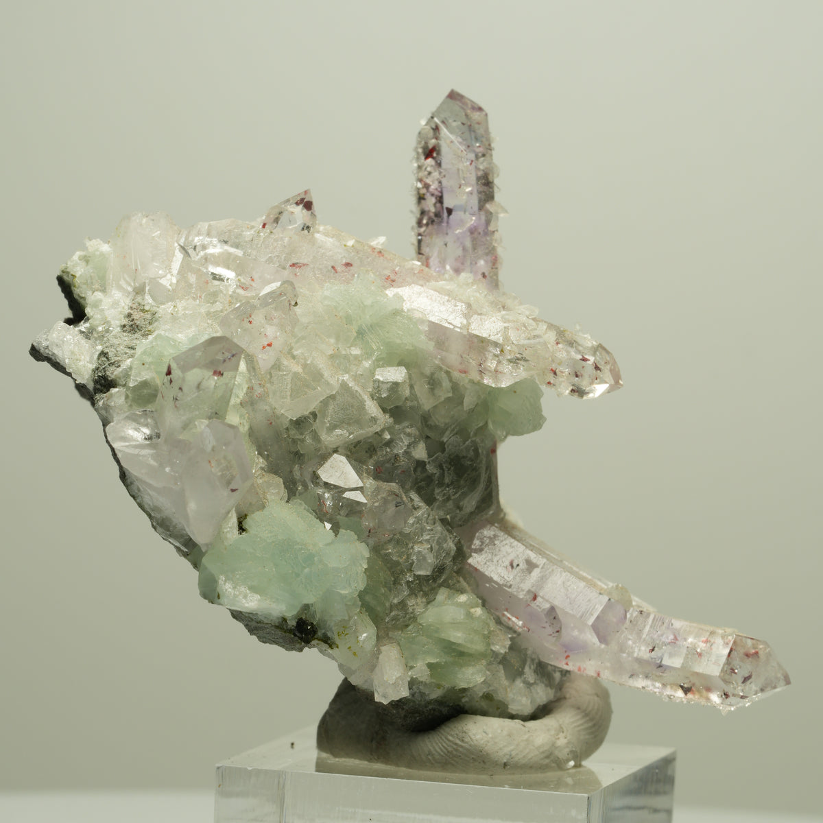 Harlekin Amethyst, Prehnit, Analcim, Epidot, Calcit, Matrix Streep Mine Namibia 65*54*37mm #14668