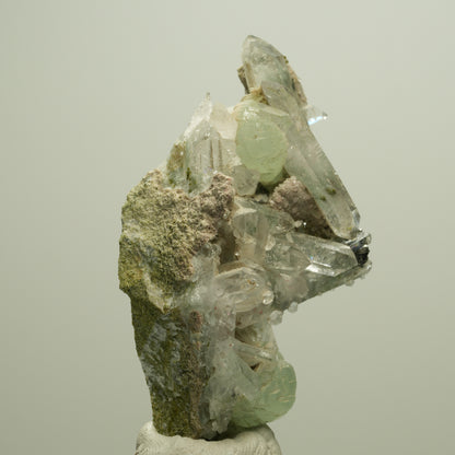 Harlekin Quarz, Prehnit, Analcim, Epidot auf Matrix Streep Mine, Namibia 66*39*24mm #14671