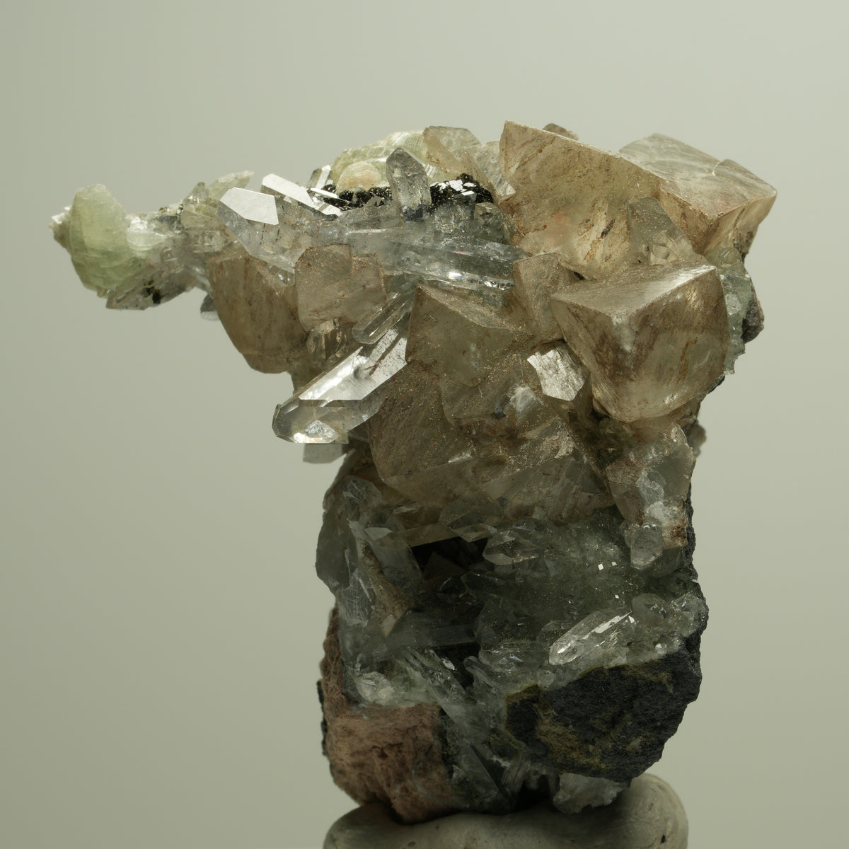 Harlekin Starburst Quarz, Prehnit, Calcit, Epidot, Matrix Streep Mine, Namibia 51*52*36mm #14674