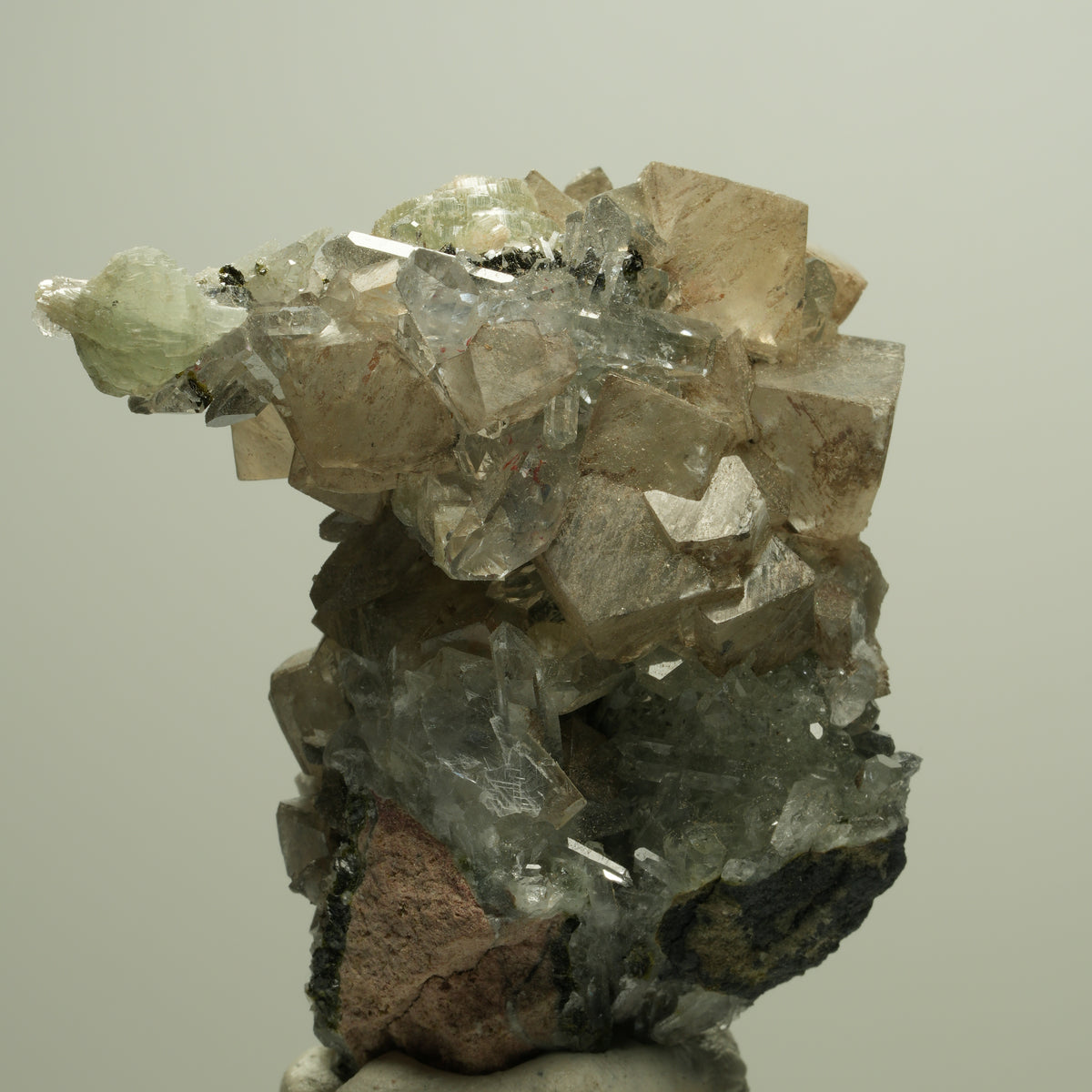 Harlekin Starburst Quarz, Prehnit, Calcit, Epidot, Matrix Streep Mine, Namibia 51*52*36mm #14674