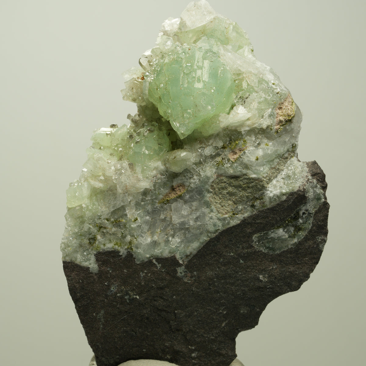 Quarz, Prehnit, Calcit, Analcim, Epidot auf Matrix Streep Mine, Namibia 80*52*31mm #14682