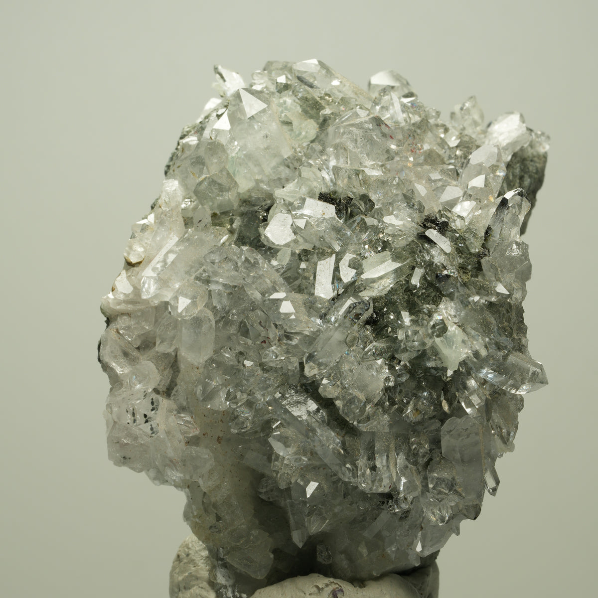Harlekin Starburst Quarz, Prehnit, Calcit, Epidot, Matrix Streep Mine, Namibia 74*57*49mm #14691