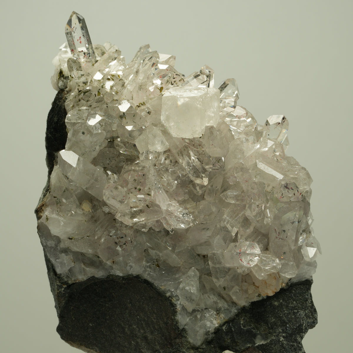 Harlekin Starburst Quarz, Prehnit, Calcit, Epidot, Matrix Streep Mine, Namibia 81*64*45mm #14694