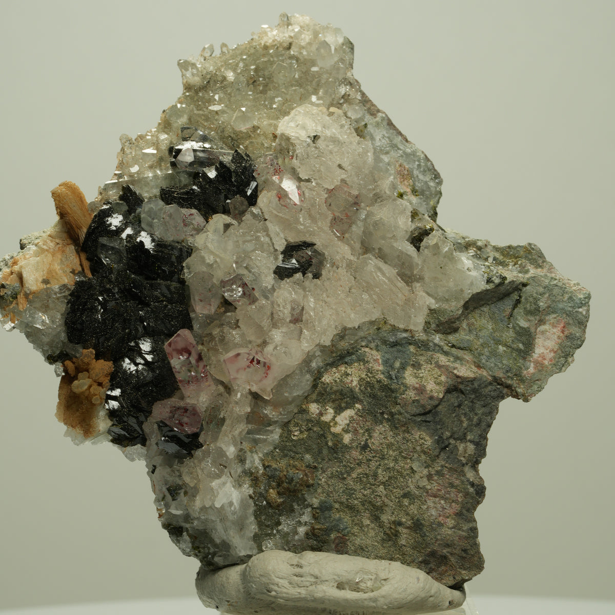 Harlekin Starburst Quarz, Prehnit, Calcit, Epidot, Hämatit, Malachit Streep Mine, Namibia 68*63*30mm #14695