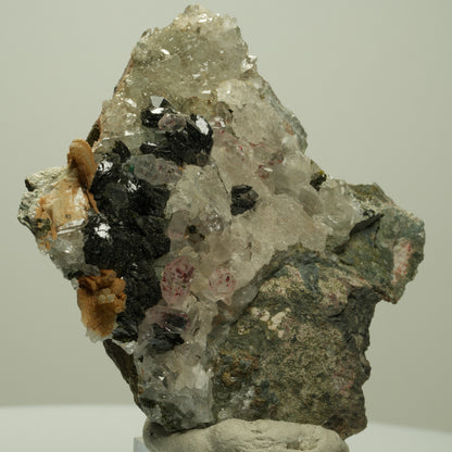 Harlekin Starburst Quarz, Prehnit, Calcit, Epidot, Hämatit, Malachit Streep Mine, Namibia 68*63*30mm #14695