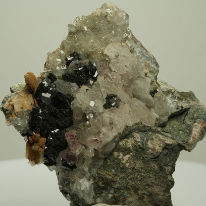 Harlekin Starburst Quarz, Prehnit, Calcit, Epidot, Hämatit, Malachit Streep Mine, Namibia 68*63*30mm #14695