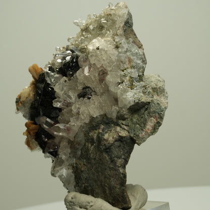 Harlekin Starburst Quarz, Prehnit, Calcit, Epidot, Hämatit, Malachit Streep Mine, Namibia 68*63*30mm #14695