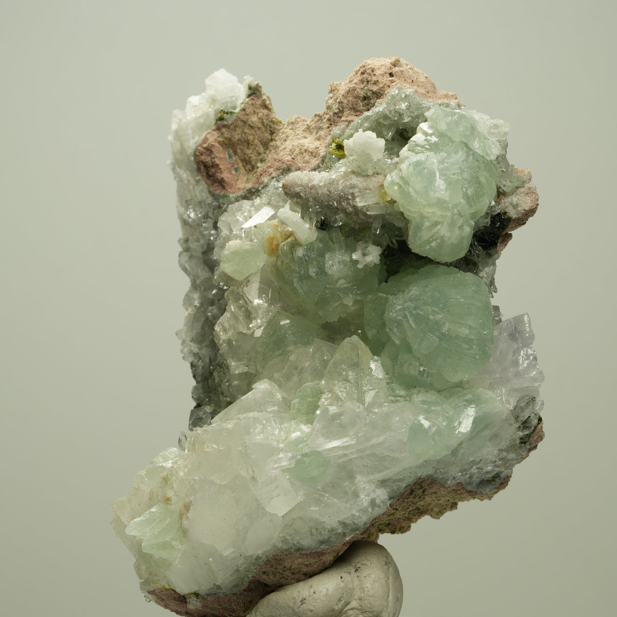 Starburst Quarz, Prehnit, Calcit, Epidot auf Matrix Streep Mine, Namibia 79*58*48mm #14696