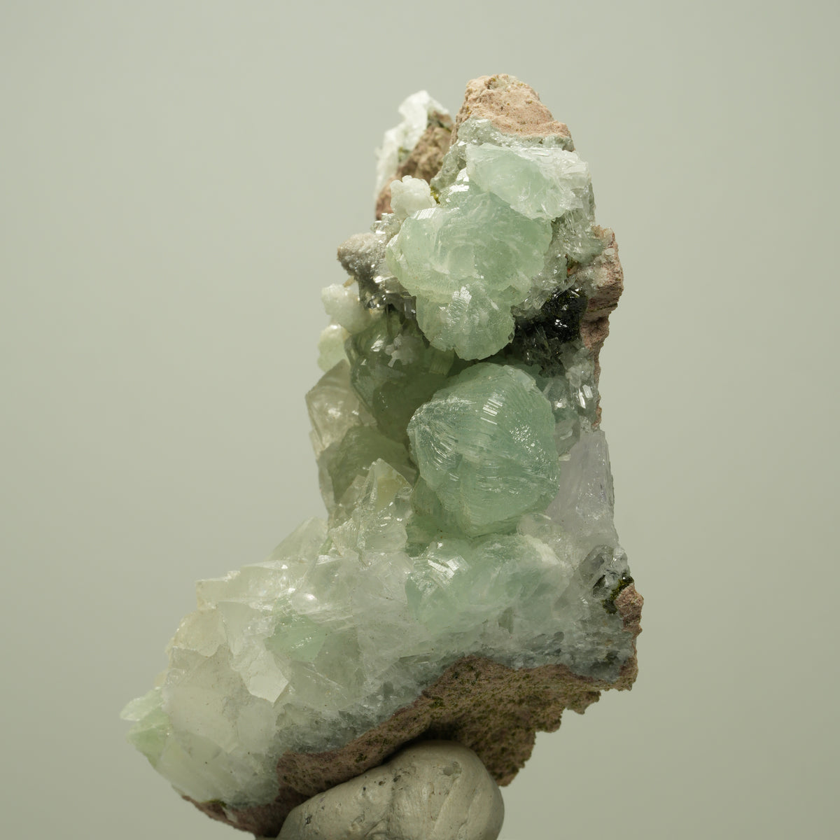 Starburst Quarz, Prehnit, Calcit, Epidot auf Matrix Streep Mine, Namibia 79*58*48mm #14696