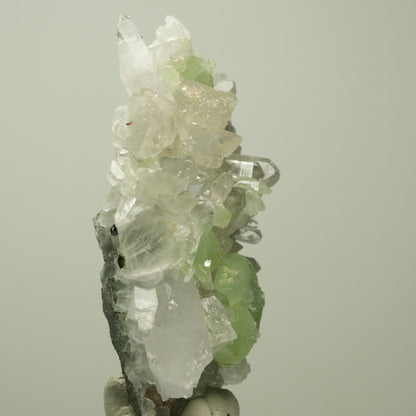 Harlekin Starburst Quarz, Prehnit, Calcit, Epidot, Matrix Streep Mine, Namibia 83*54*35mm #14703