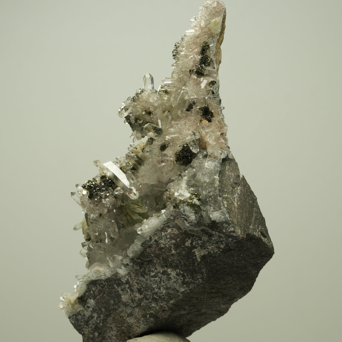Harlekin Starburst Quarz, Prehnit, Calcit, Epidot, Matrix Streep Mine, Namibia 98*52*36mm #14705