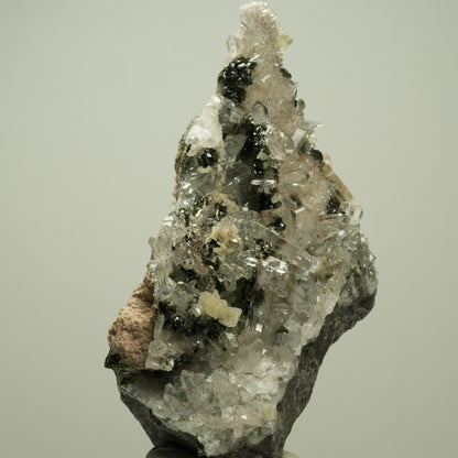 Harlekin Starburst Quarz, Prehnit, Calcit, Epidot, Matrix Streep Mine, Namibia 98*52*36mm #14705