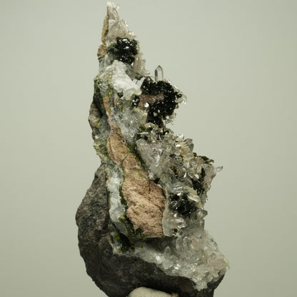 Harlekin Starburst Quarz, Prehnit, Calcit, Epidot, Matrix Streep Mine, Namibia 98*52*36mm #14705