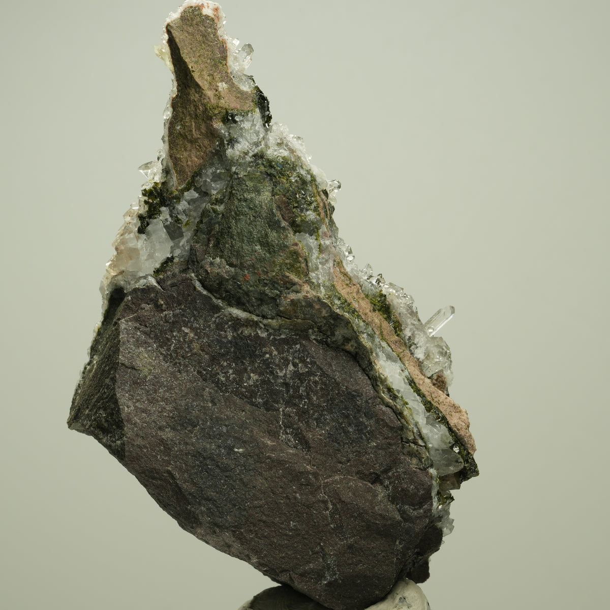 Harlekin Starburst Quarz, Prehnit, Calcit, Epidot, Matrix Streep Mine, Namibia 98*52*36mm #14705