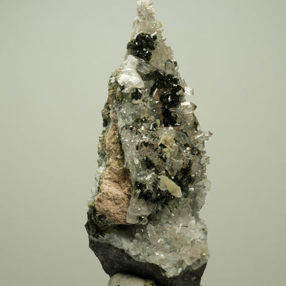Harlekin Starburst Quarz, Prehnit, Calcit, Epidot, Matrix Streep Mine, Namibia 98*52*36mm #14705