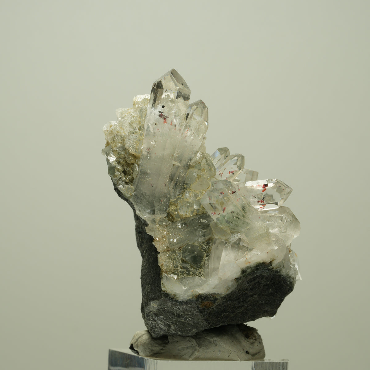 Harlekin Starburst Quarz, Prehnit, Calcit, Epidot, Matrix Streep Mine, Namibia 77*47*41mm #14706