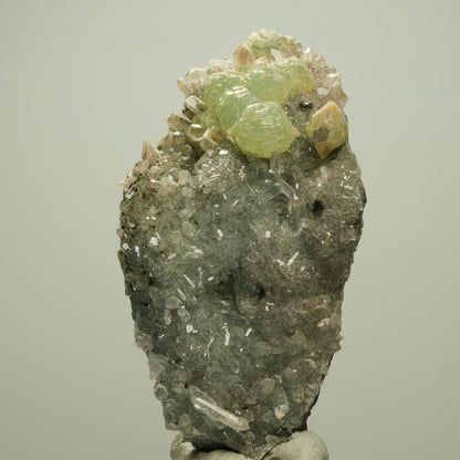 Harlekin Starburst Quarz, Prehnit, Analcim, Epidot, Matrix Streep Mine, Namibia 84*42*40mm #14711