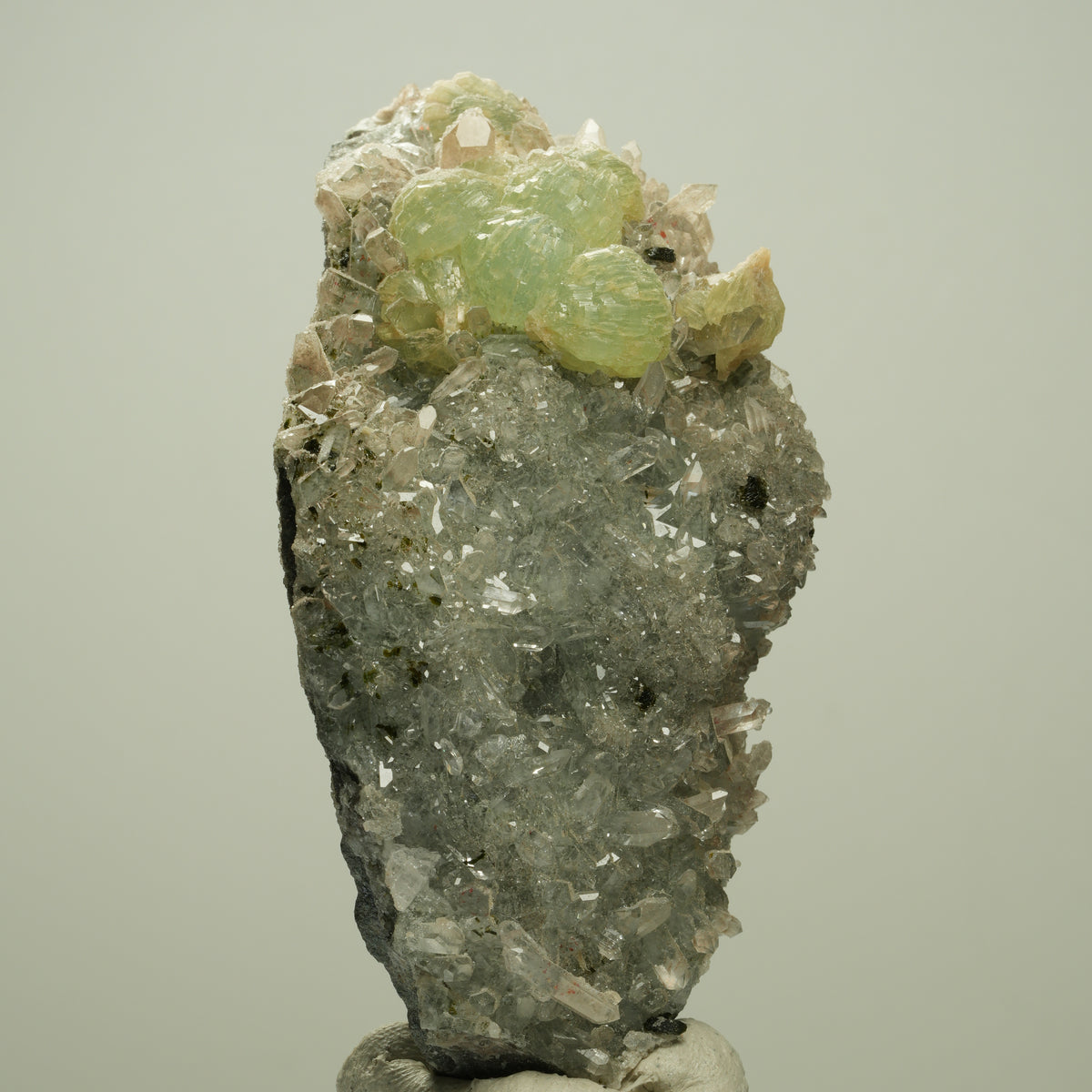 Harlekin Starburst Quarz, Prehnit, Analcim, Epidot, Matrix Streep Mine, Namibia 84*42*40mm #14711