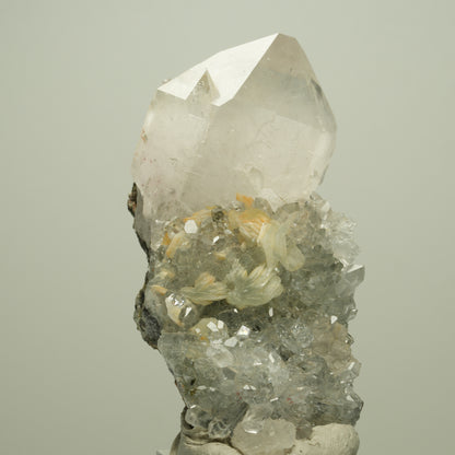 Harlekin Starburst Quarz, Prehnit, Calcit, Epidot, Matrix Streep Mine, Namibia 85*36*37mm #14713