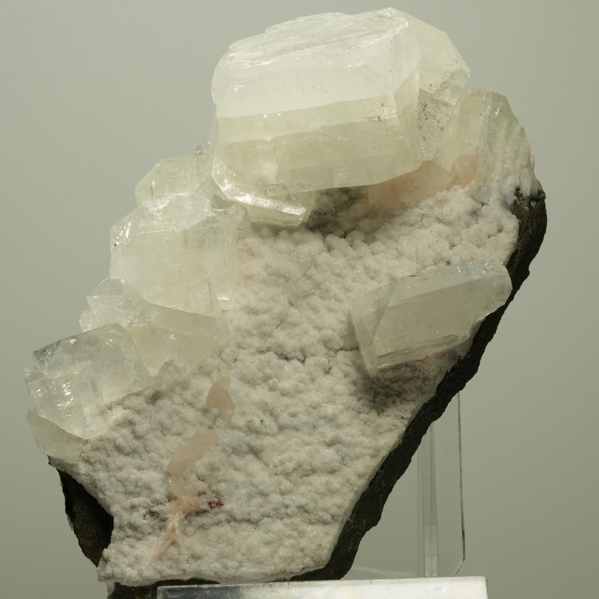 XL Transparenter Apophyllit mit Stilbit auf weißer Matrix Poona, Indien 126*68*60mm #14726